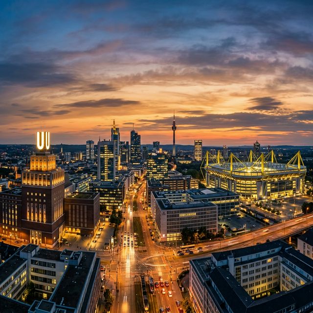 Skyline von Dortmund mit U-Tower und Signal Iduna Park – HUNARI IT-Dienstleister Dortmund